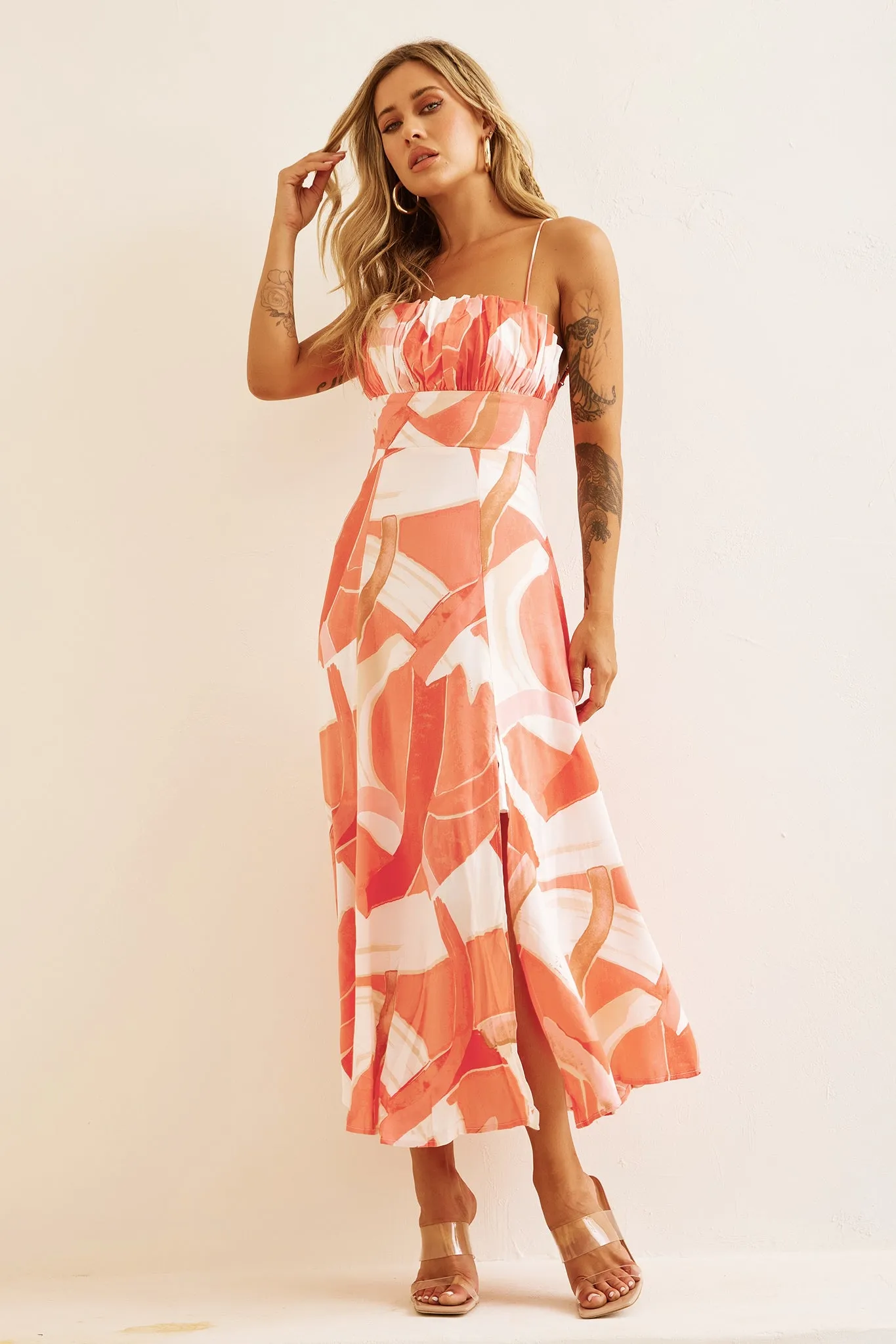 Pay Off Midi Dress - Coral