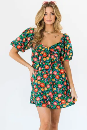 Puff Sleeve Floral Babydoll Dress