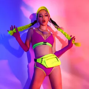 Purple Neon Green Rave Two-Piece Set (with Accessories)