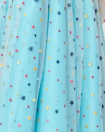 Smak Parlour Blue & Multi Star Puff Sleeve Babydoll Dress | Blue, Rainbow, Polka Dots