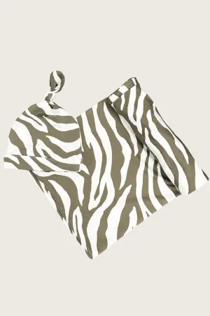 Swaddle & Beanie | Sage Zebra