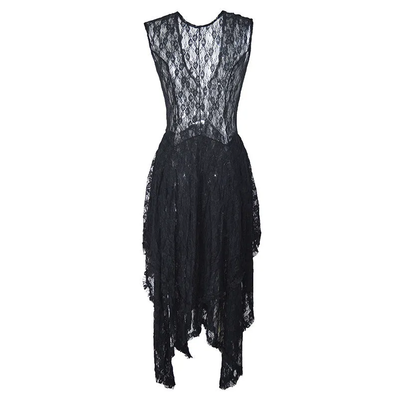 TastyHottie - Backless Asymmetrical Layered Lace Long Dress