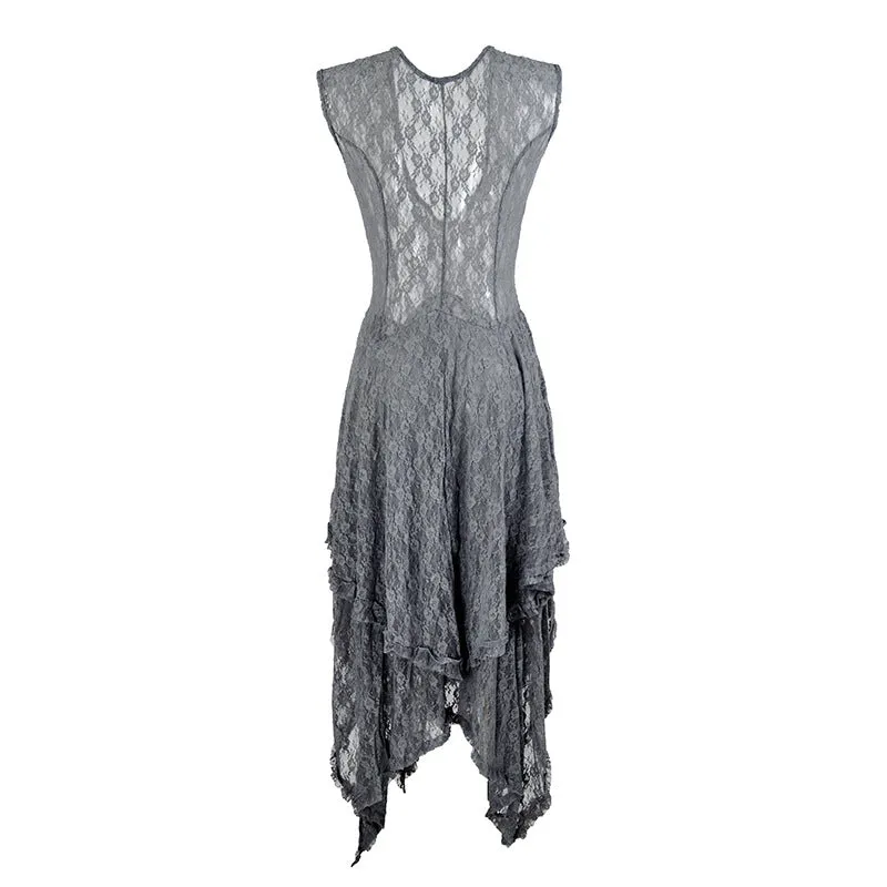 TastyHottie - Backless Asymmetrical Layered Lace Long Dress