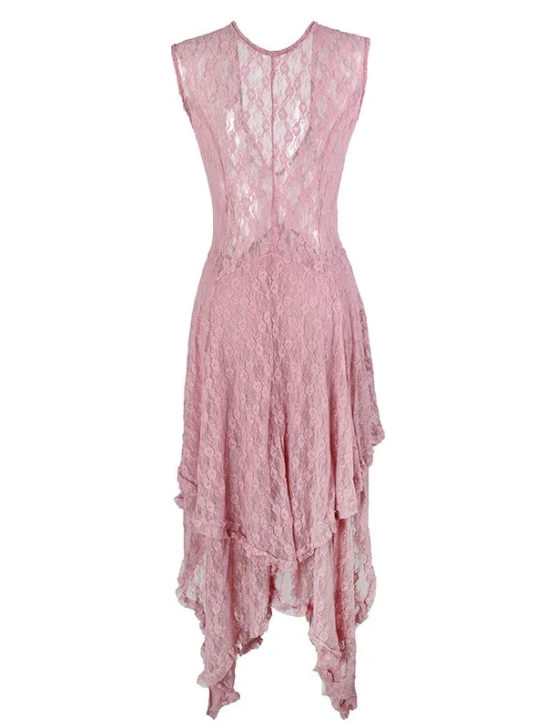 TastyHottie - Backless Asymmetrical Layered Lace Long Dress
