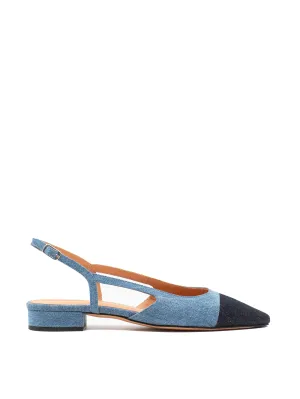 Two-tone slingback sandal in denim
