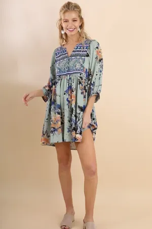 Umgee Twirly Girl Dress - Sage