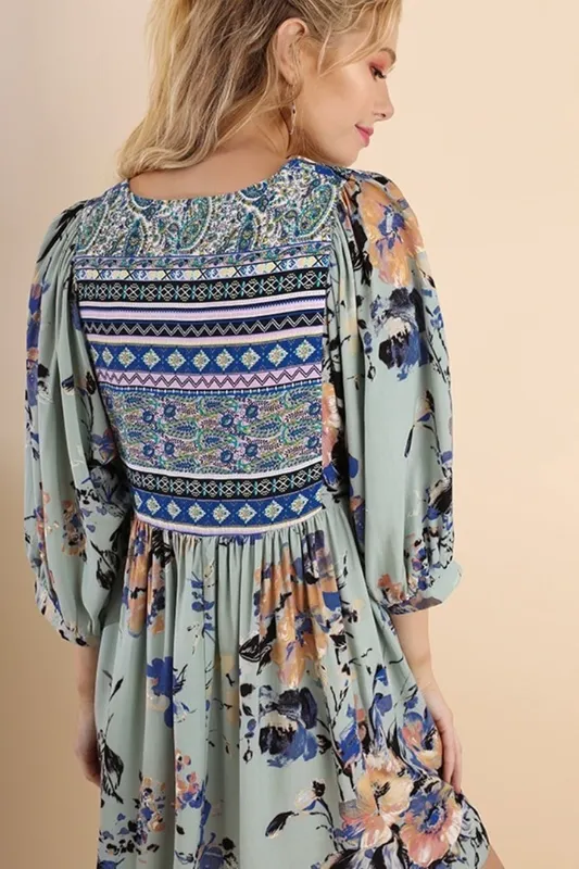 Umgee Twirly Girl Dress - Sage