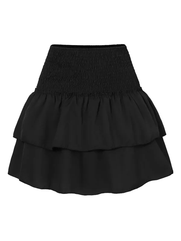 Women's Layered Mini Skirt in Floral Print with Smocked Waist
