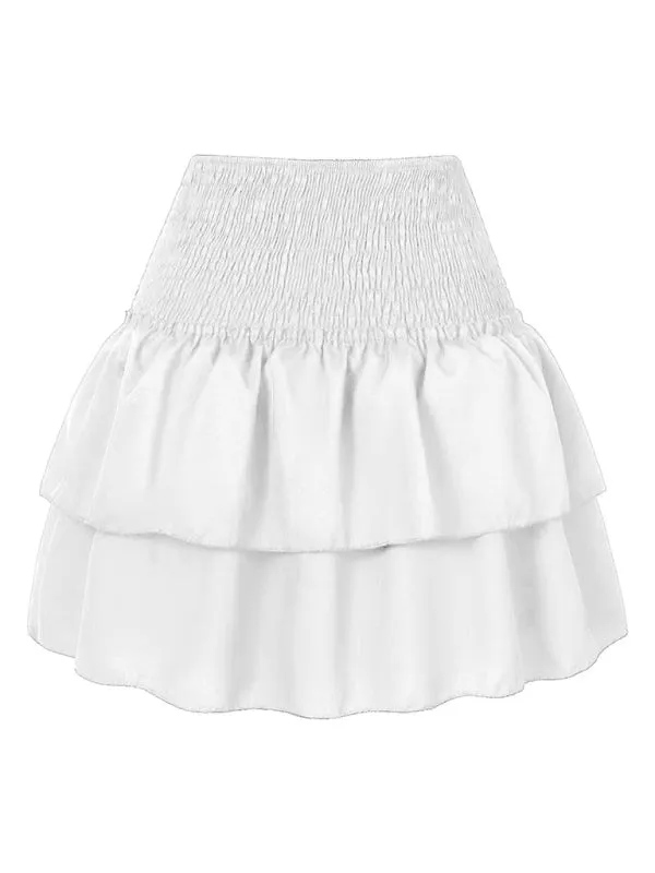 Women's Layered Mini Skirt in Floral Print with Smocked Waist